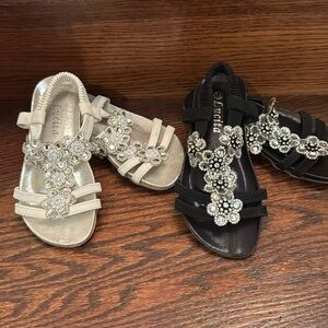 LUCITA - Bundle of 2 Toddler Girls Jeweled Sandals - size 13